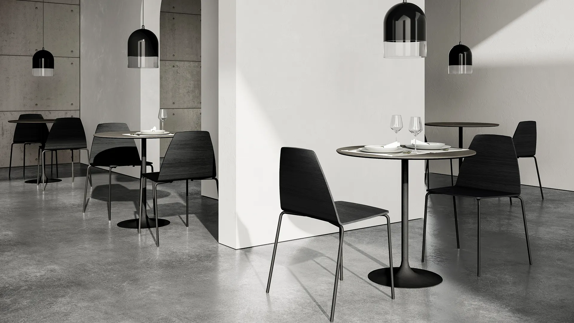 Tavolo rotondo con base in alluminio colore caffè goffrato e piano in ceramica stone grey